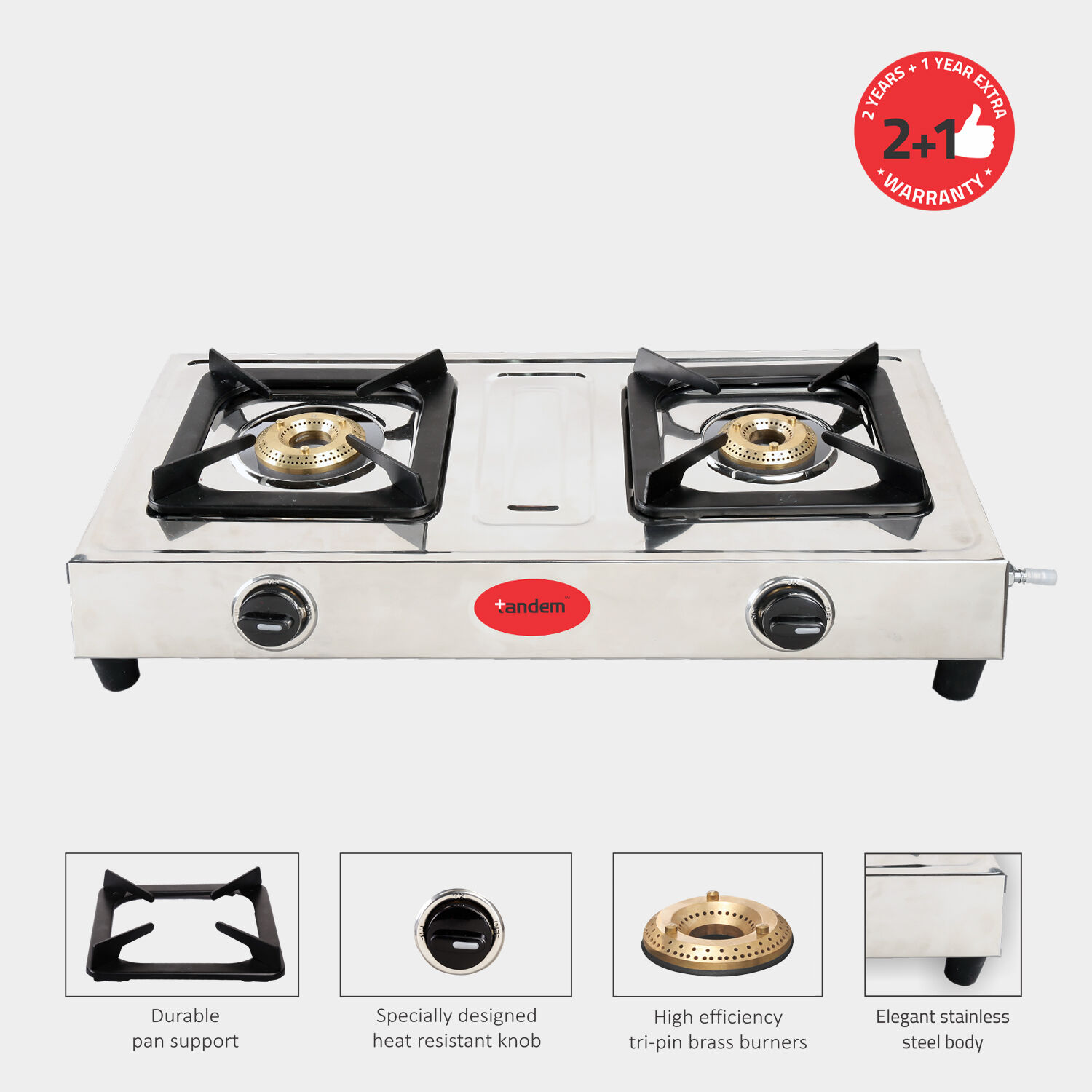 2 burner gas stove stainless steel deals