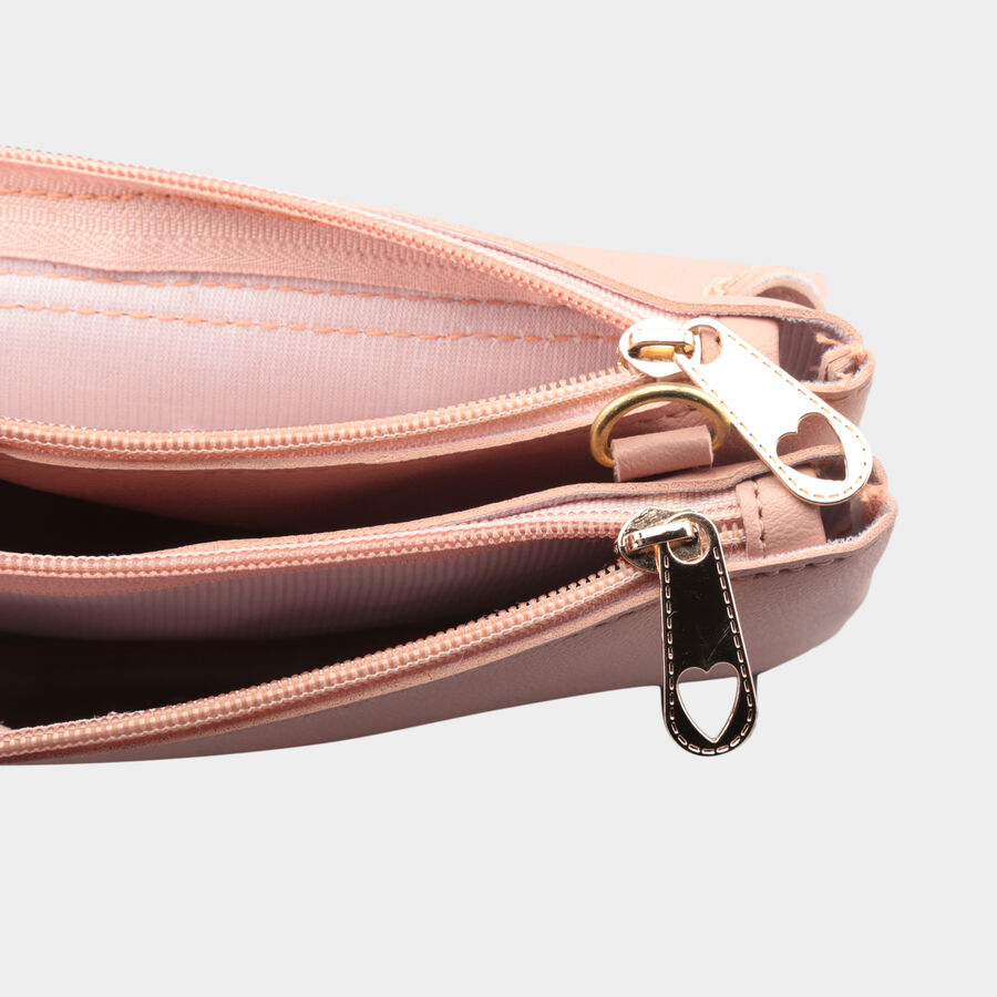 Women's Pink Polyurethane Sling Bag, , large image number null