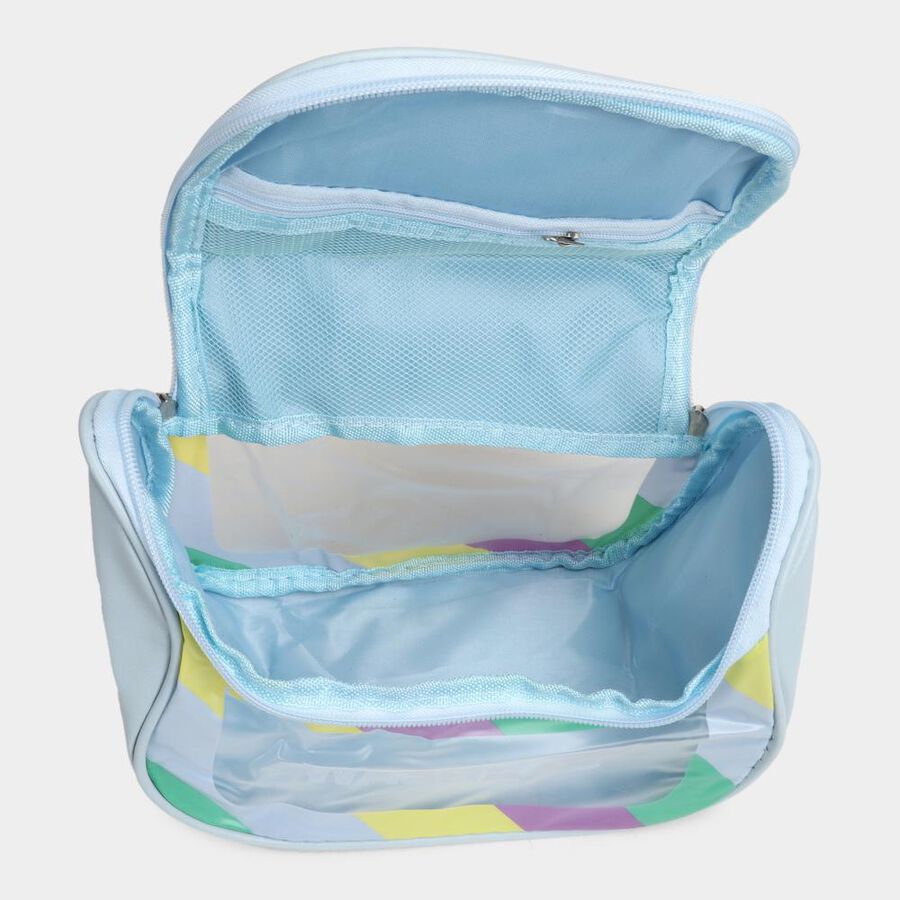 Women's Light Blue Polyurethane Makeup Bag, , large image number null