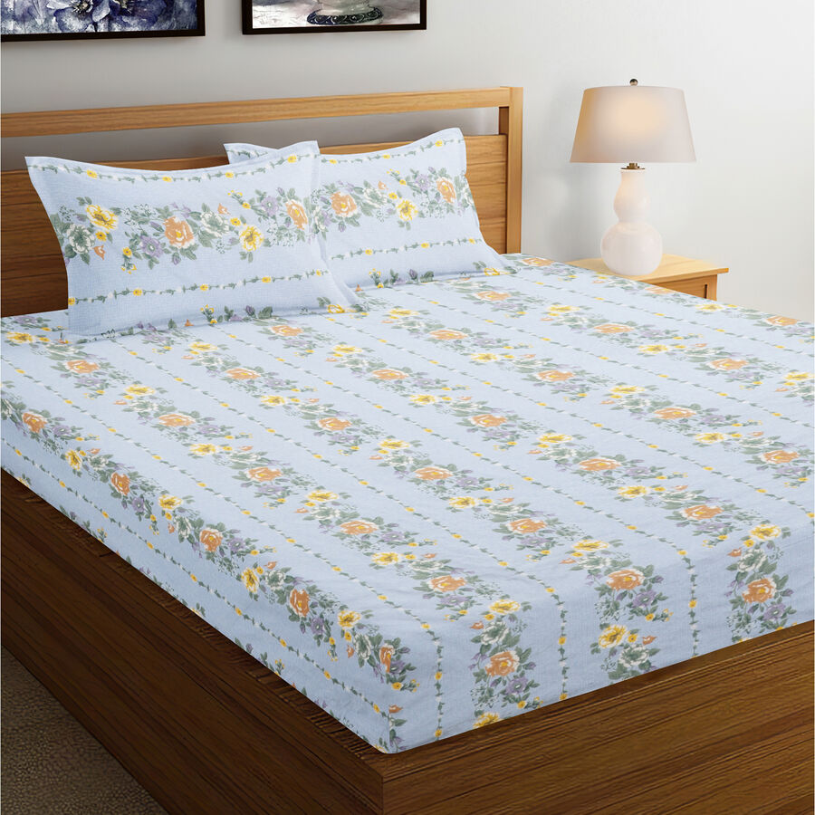 120 GSM Blue Polyester Double Bedsheet, , large image number null
