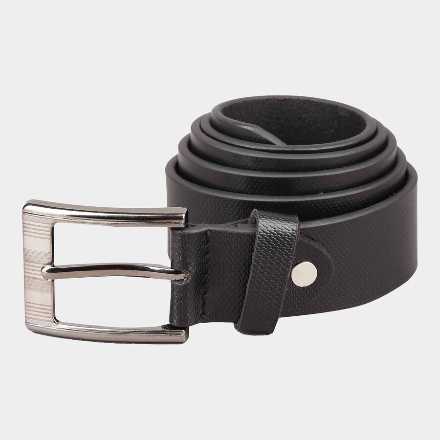 Men's Black Leather Casual Belt, , large image number null