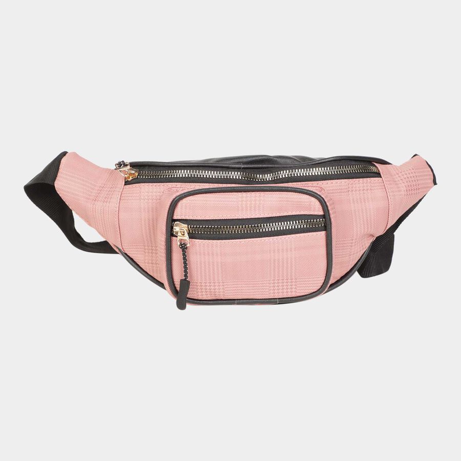 Men's Peach Polyurethane/Leather Waist Bag, , large image number null