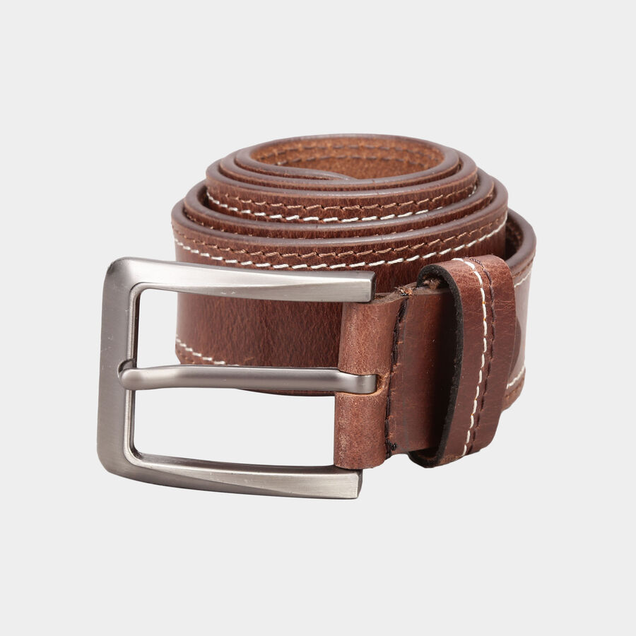 Men's Leather Casual Belt, Size 40, Textured, , large image number null