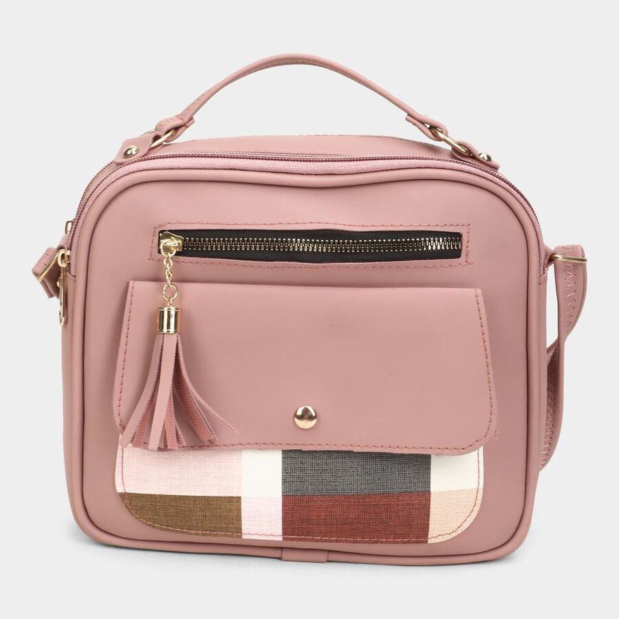Women's Pink Polyurethane Sling Bag, , large image number null