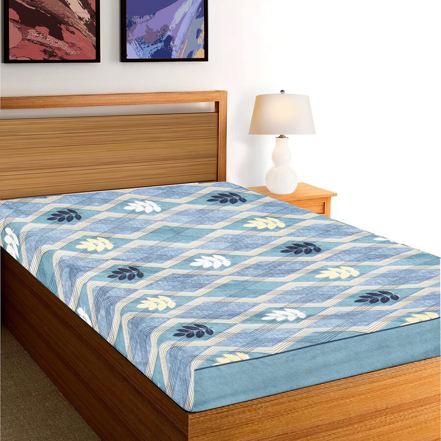 Blue Microfiber Single Bedsheet, , large image number null