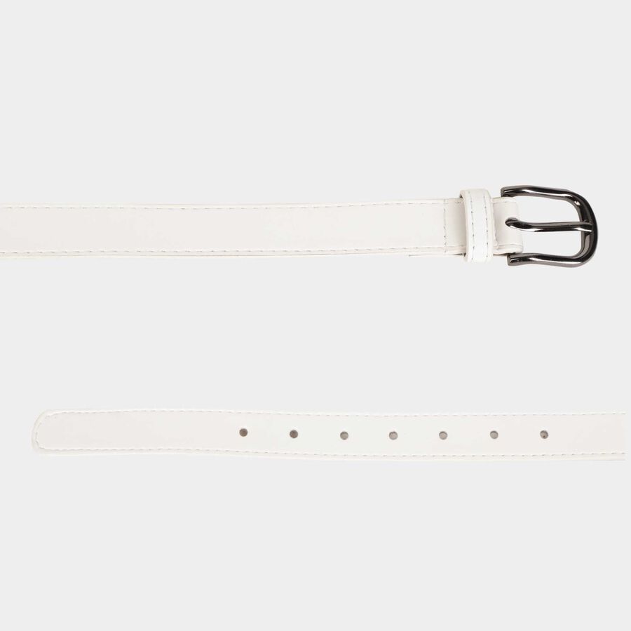 Women's White Polyurethane Belt, , large image number null