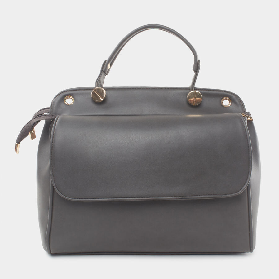 Women's Dark Grey Polyurethane Tote Bag, , large image number null