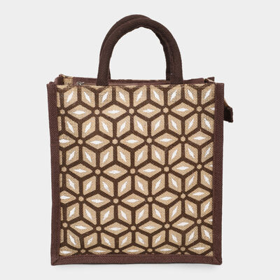 Brown Printed Jute Bag