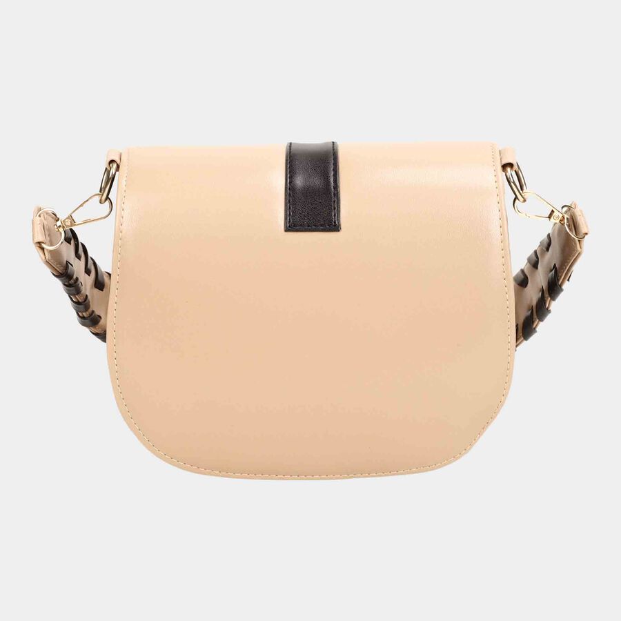 Women's Beige Polyurethane Handbag, , large image number null