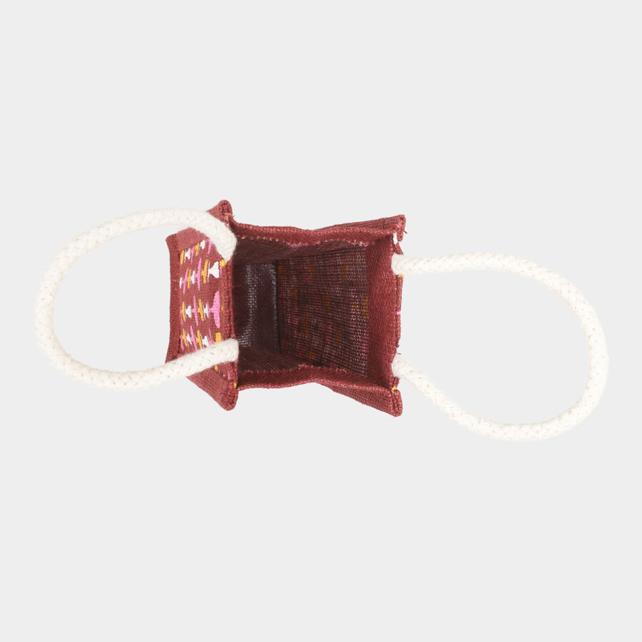 Maroon Printed Jute Lunch Bag, , large image number null