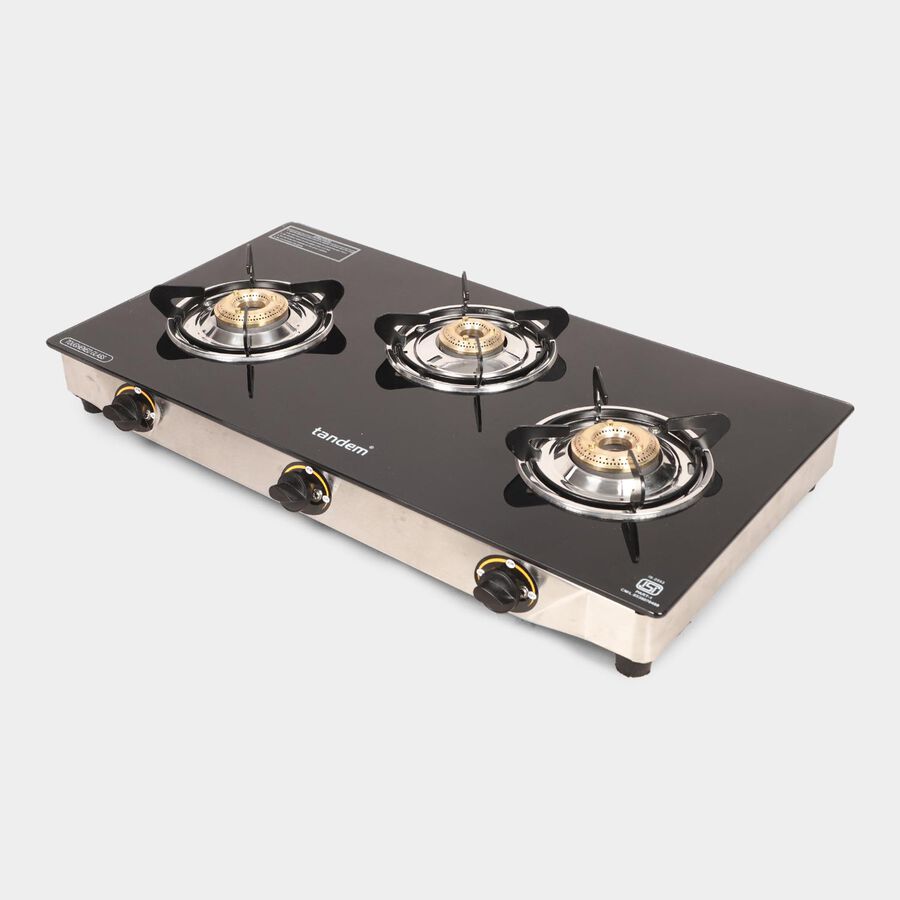3 Burner Glass Top Gas Stove, , large image number null