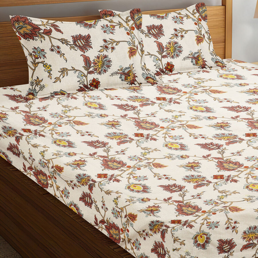 120 GSM White Polyester Double Bedsheet, , large image number null