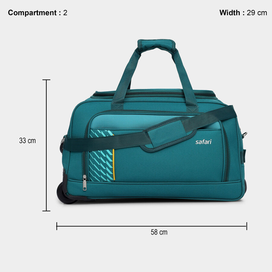 2 Wheels Light Blue Polyester Duffle Trolley, , large image number null