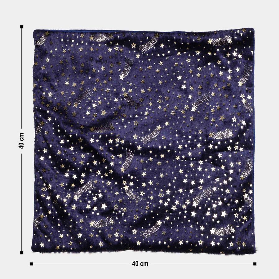 Navy Blue Foil Printed Cushion Cover, , large