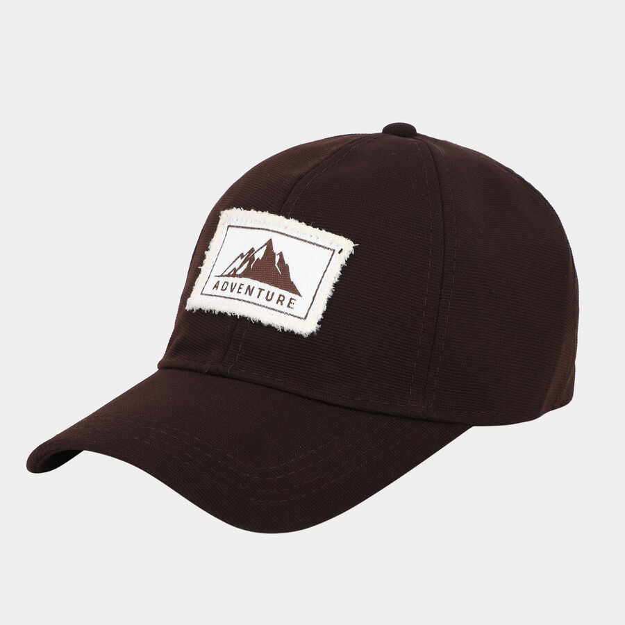 Men's Brown Fabric Cap, , large