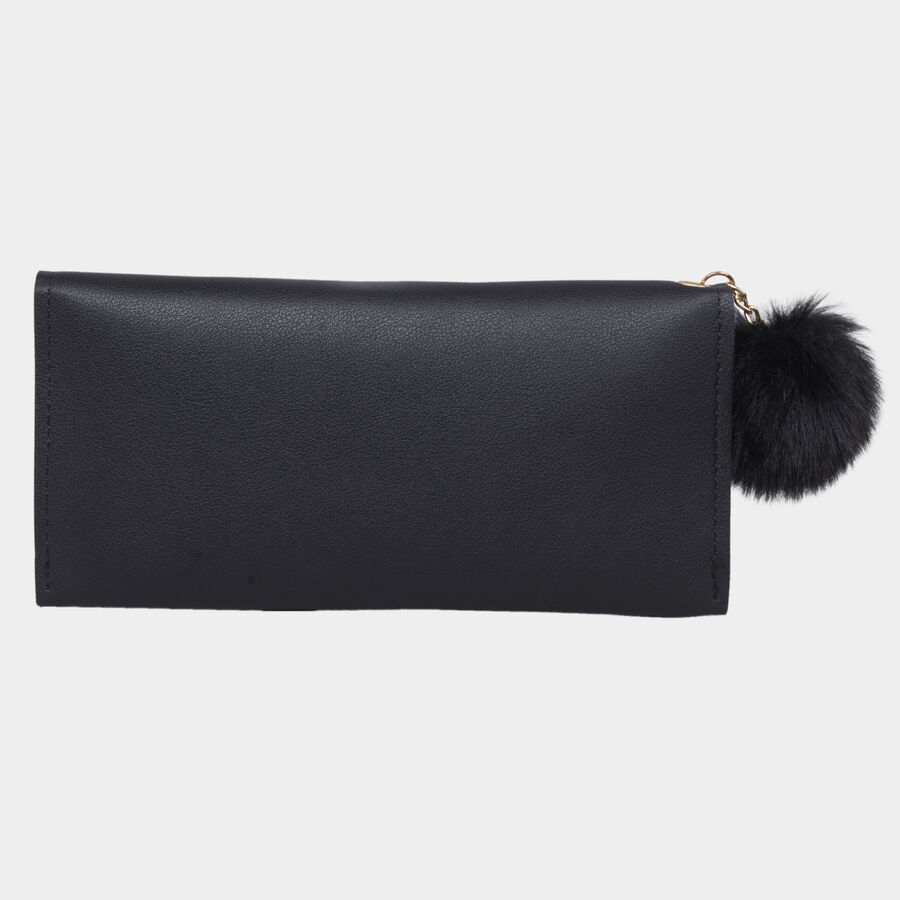 Women's Black Polyurethane Hand Pouch, , large image number null