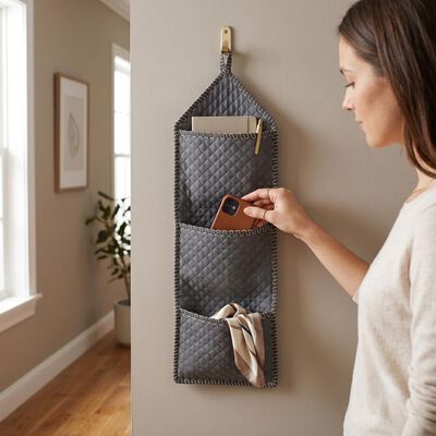 Grey Polyester Cotton Wall Hanging