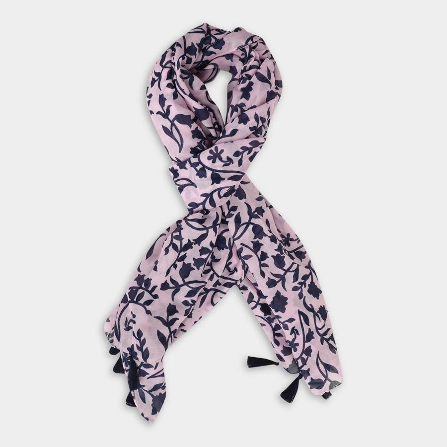 Women's Pink Cotton Scarf, , large image number null
