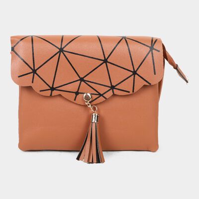 Women's Tan Polyurethane Sling Bag