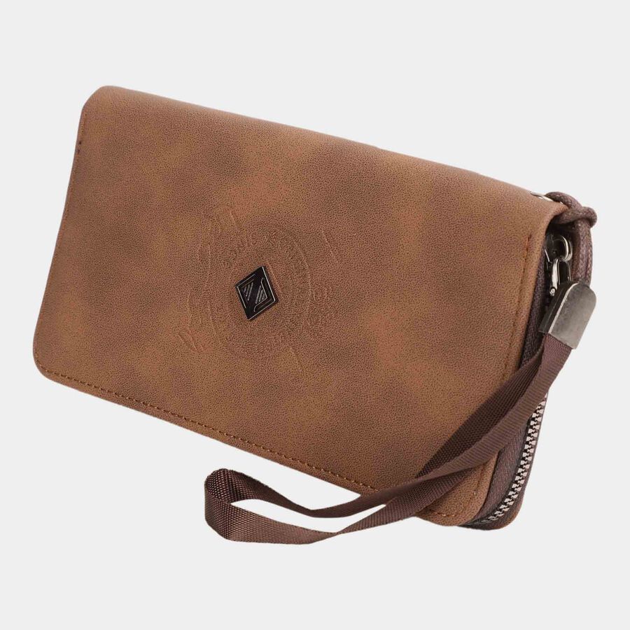 Women's Brown Polyurethane Hand Pouch, , large image number null