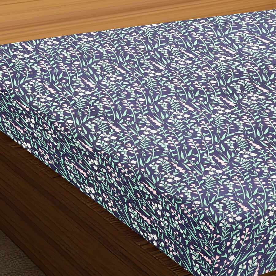 120 GSM Blue Microfiber Double Bedsheet, , large image number null