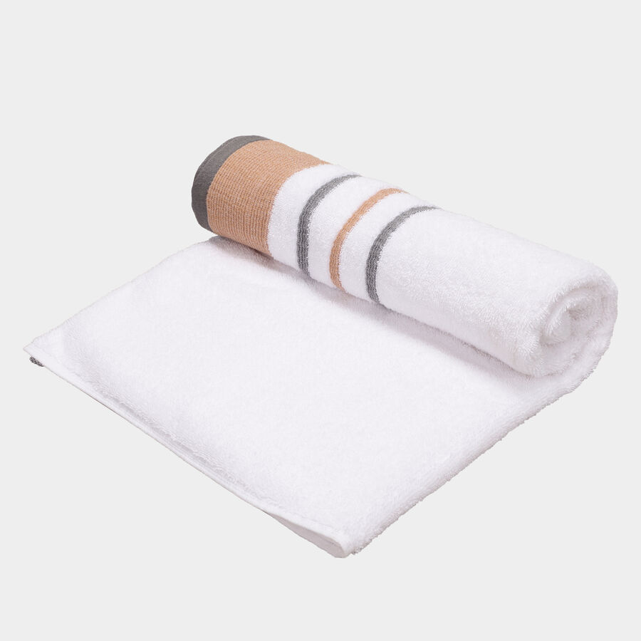400 GSM White Cotton Bath Towel, , large