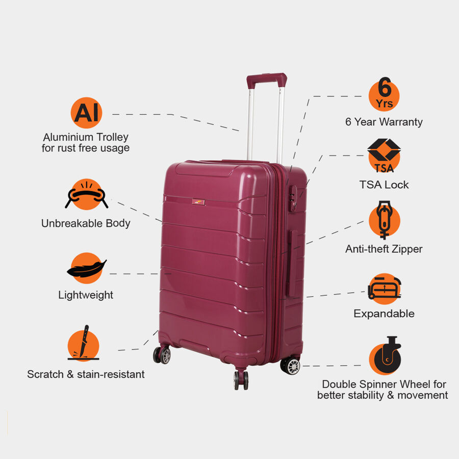 4 Wheel Hard Case Trolley, Medium, , large image number null
