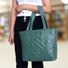 Women's Dark Green Polyurethane Tote Bag, , small image number null