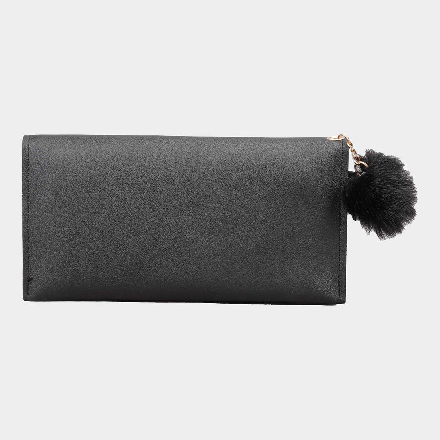 Women's Black Polyurethane Hand Pouch, , large image number null