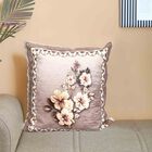 Beige Floral Printed Cushion Cover, , small