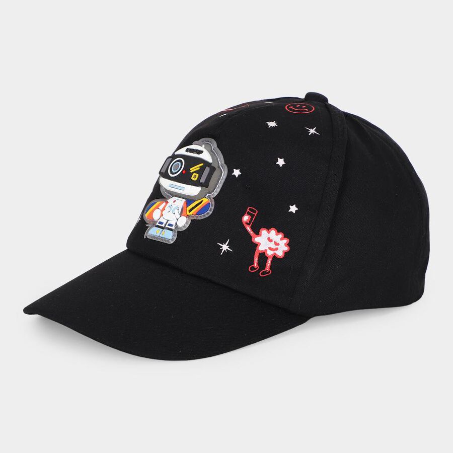 Kid's Black Fabric Cap, , large