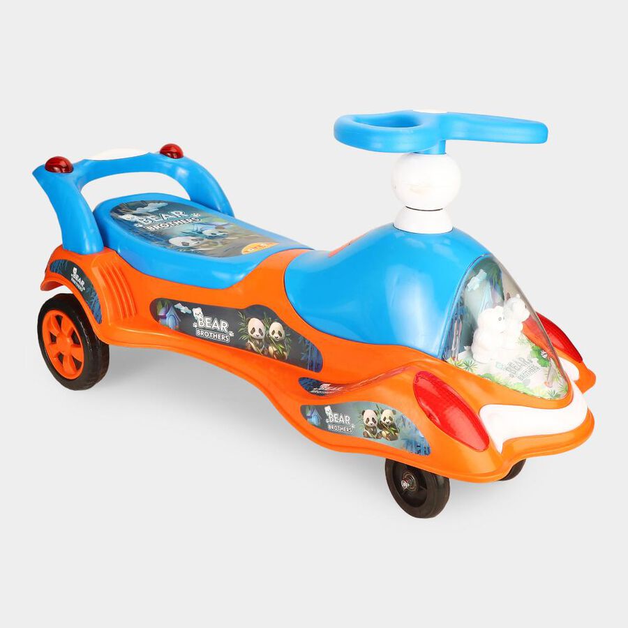 Kid's Bear Brothers Swing Car Ride-On with Music,Lights and 360-Degree Steering, , large
