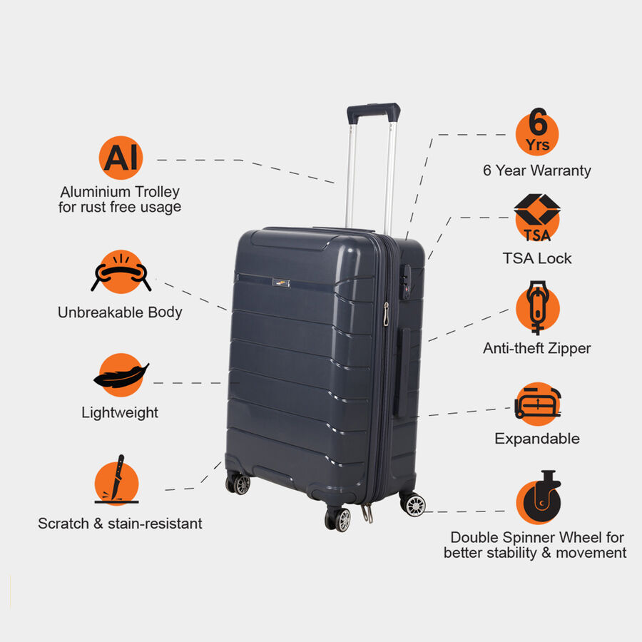4 Wheel Hard Case Trolley, Medium, , large image number null