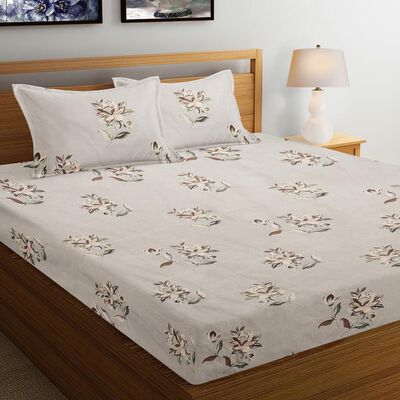 Cream Microfiber Double Bedsheet
