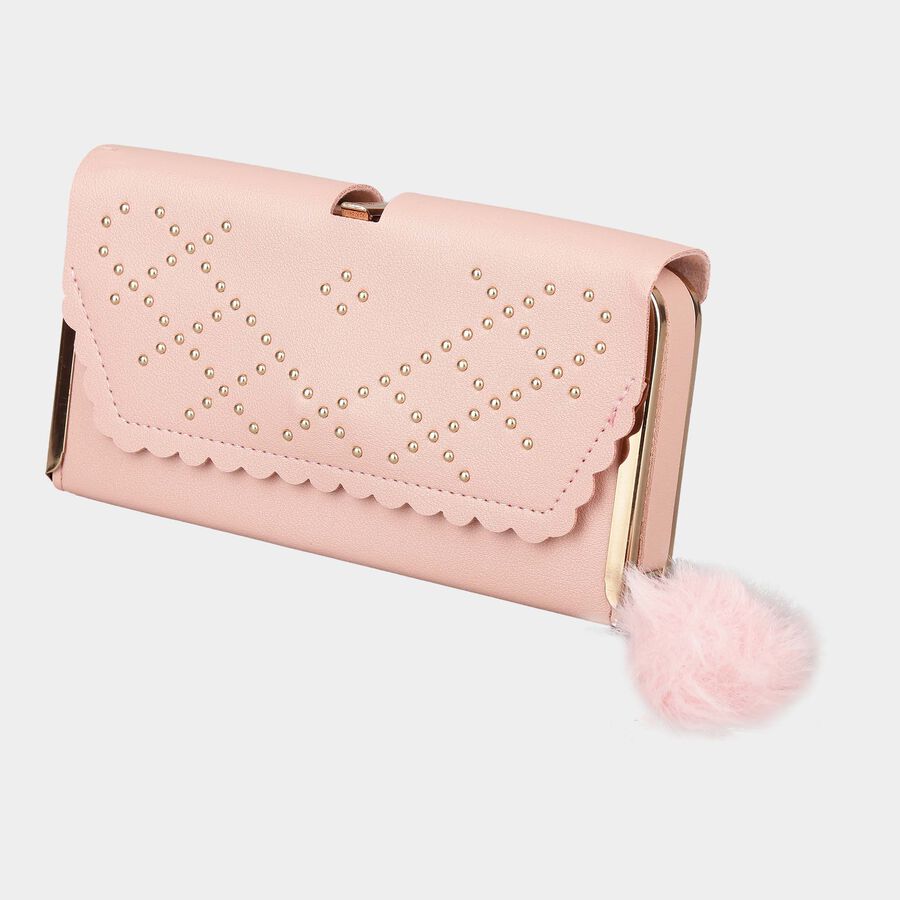 Women's Light Pink Polyurethane Clutch Bag, , large image number null