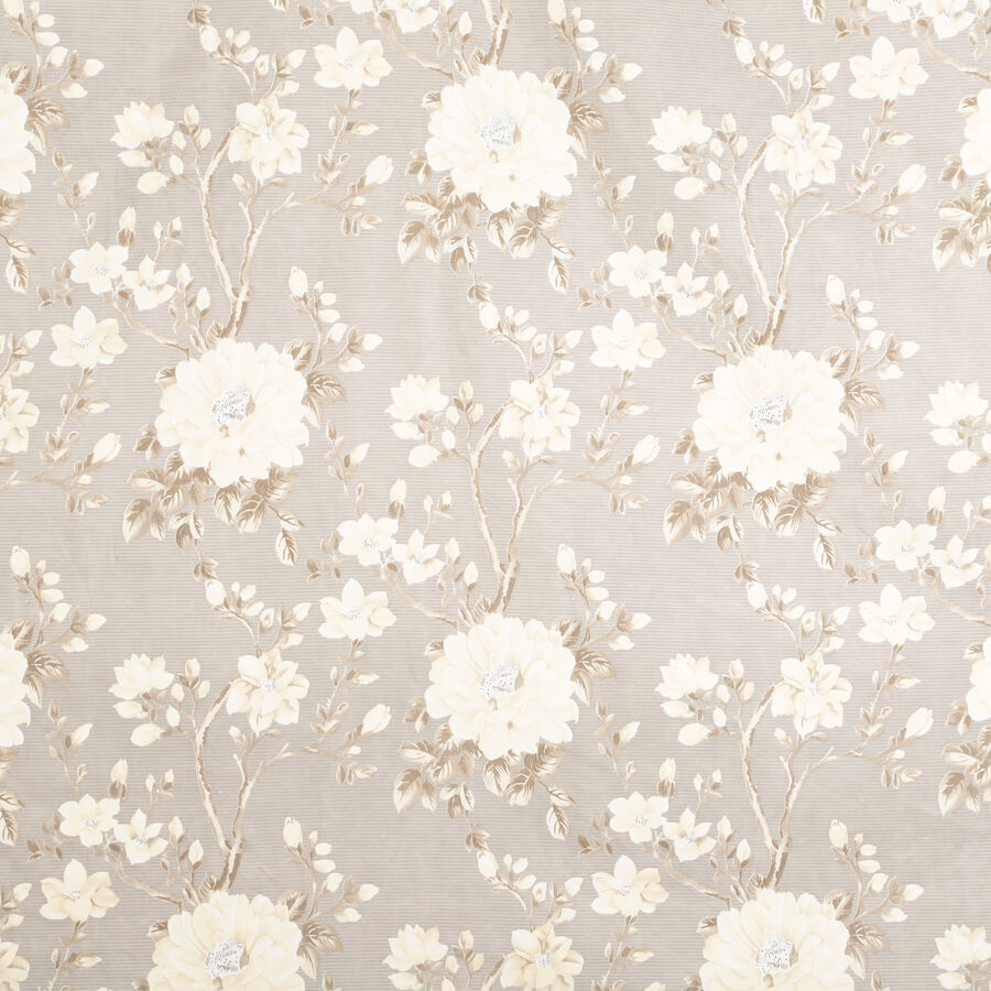 Beige Floral Printed King Size Bedsheet with Pillow Covers, , large image number null