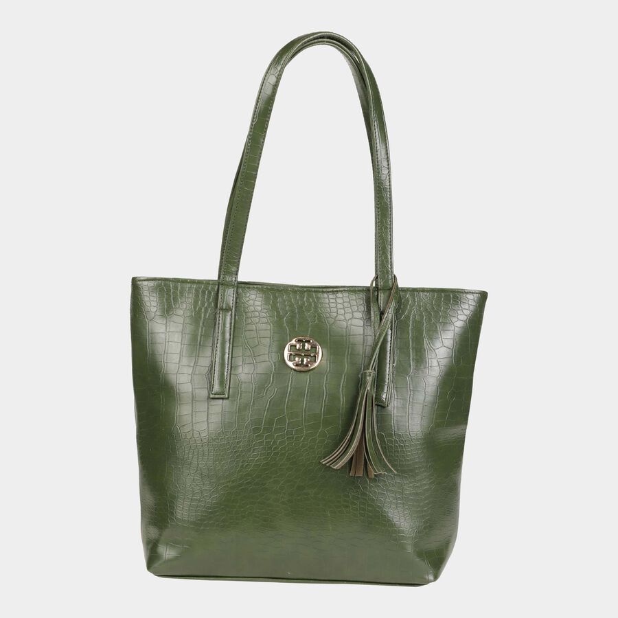 Women's Polyurethane Tote Bag, Textured, Medium Size, , large image number null