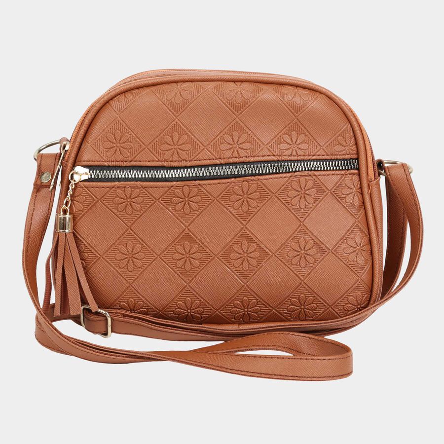 Women's Polyurethane Zipper Sling Bag, , large image number null