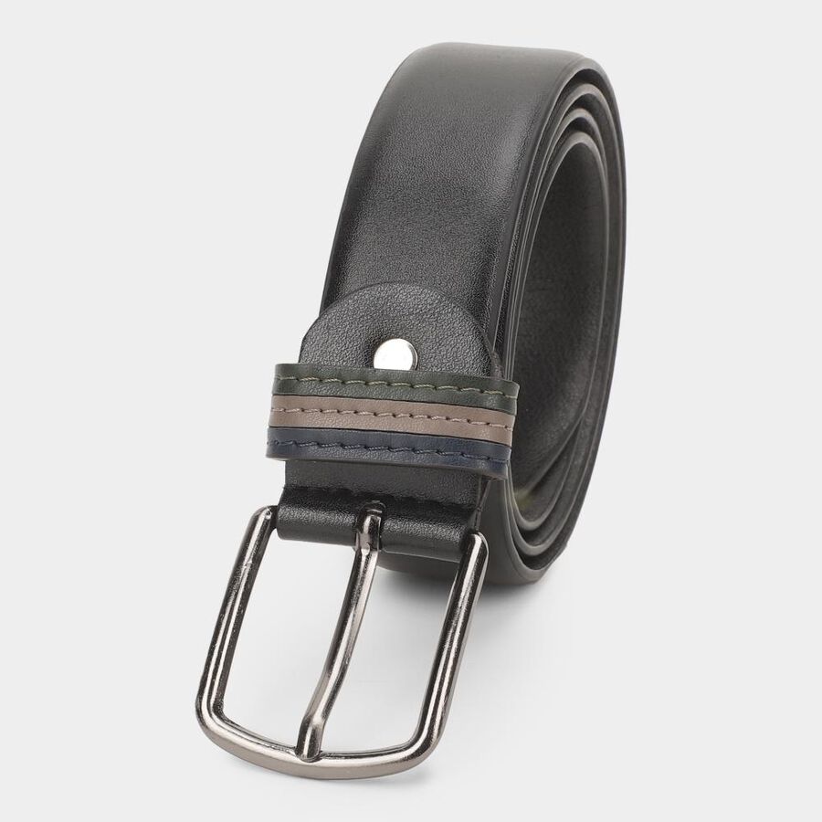 Men's Black PU Casual Belt , , large
