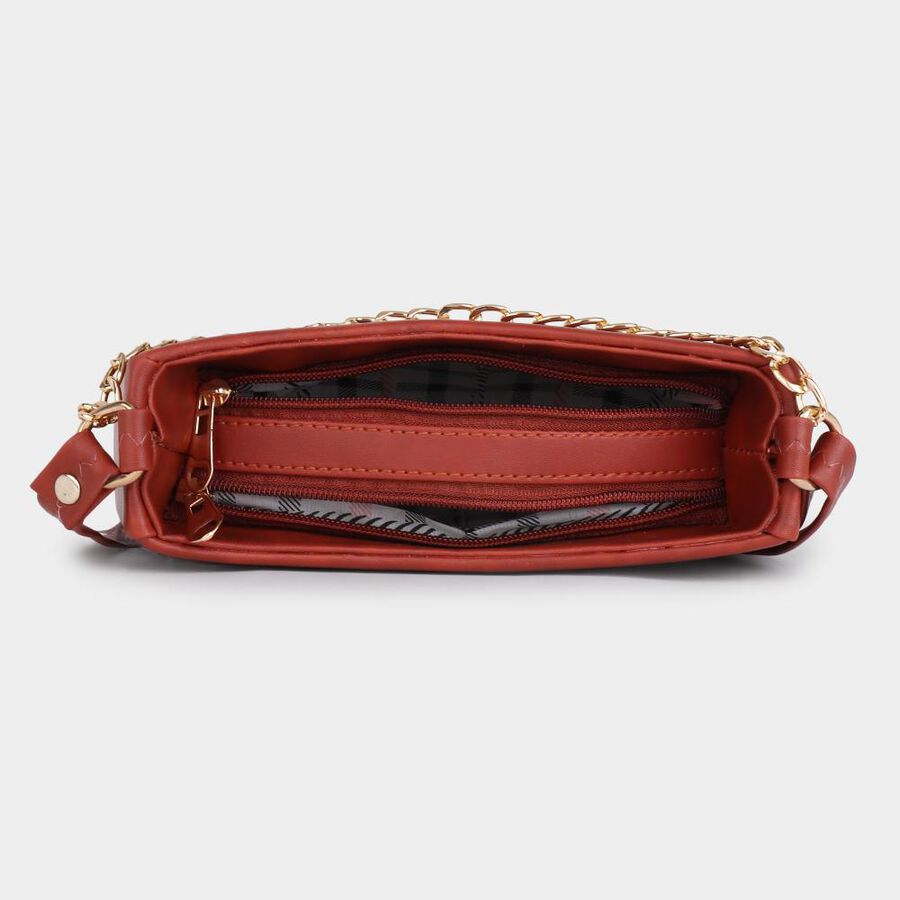 Women's Maroon Polyurethane Sling Bag, , large image number null