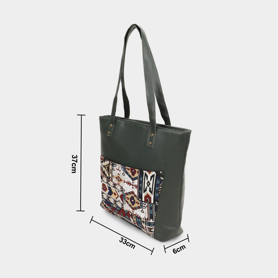 Women's Green Polyurethane Tote Bag, , large image number null