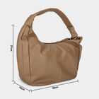 Woman'S Beige slouchy shoulder Bag, , small