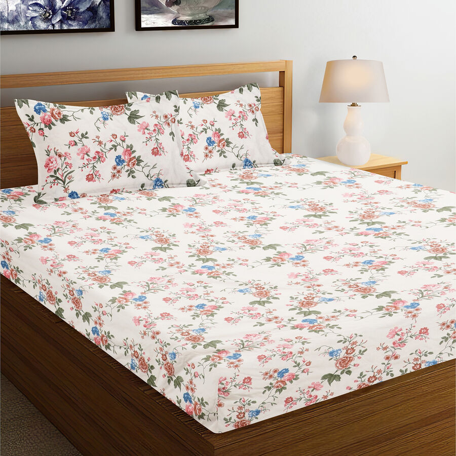 120 GSM White Polyester Double Bedsheet, , large image number null