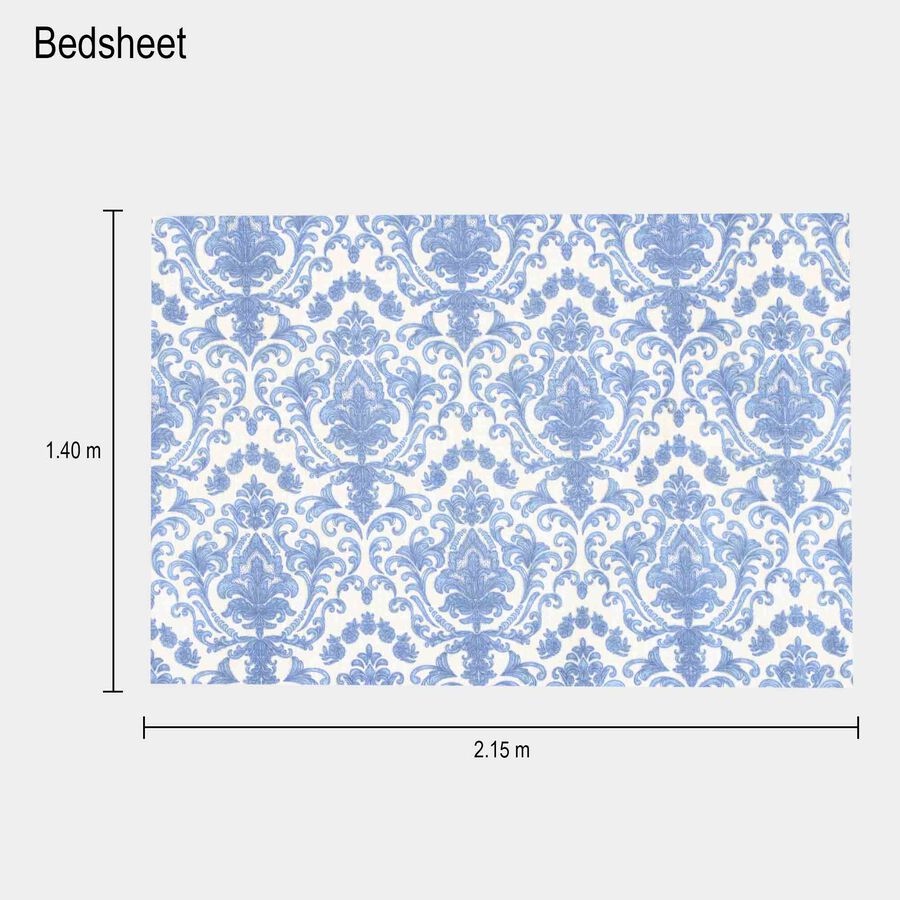 Blue Cotton Blend Single Bedsheet, , large image number null