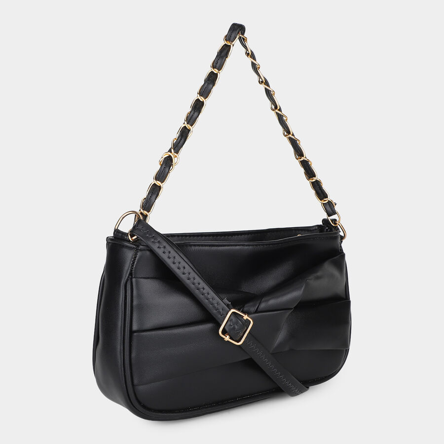 Woman's Black Polyurethane Bag, , large