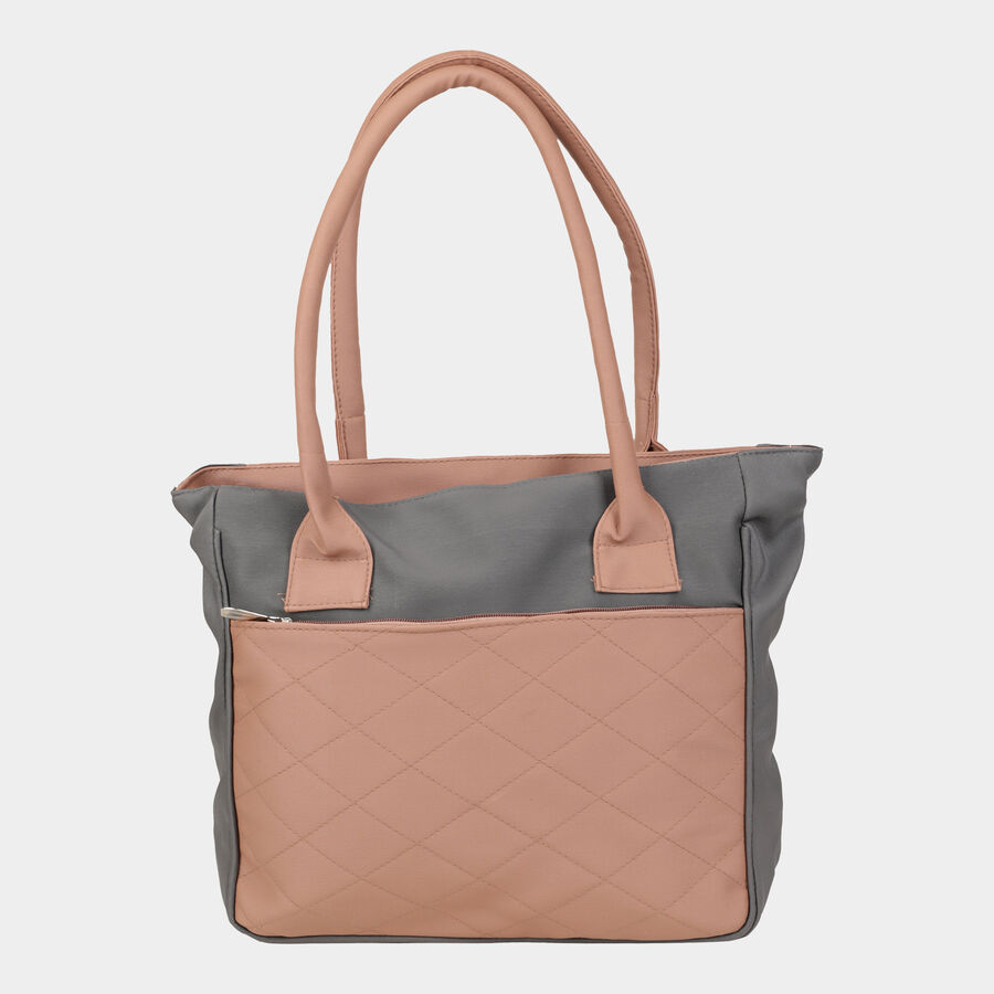Women's Peach Polyurethane Tote Bag, , large