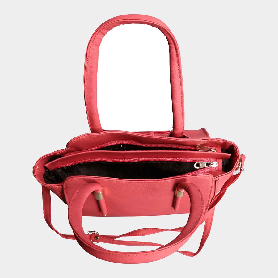 Women's Peach Polyurethane Tote Bag, , large image number null