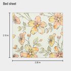 Peach and Yellow Floral Printed Double Bedsheet, , small image number null