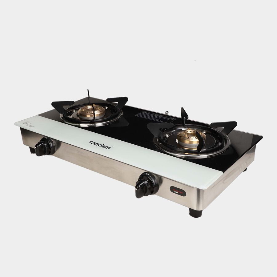 2 Burner Glass Top Auto Ignition Gas Stove, , large image number null