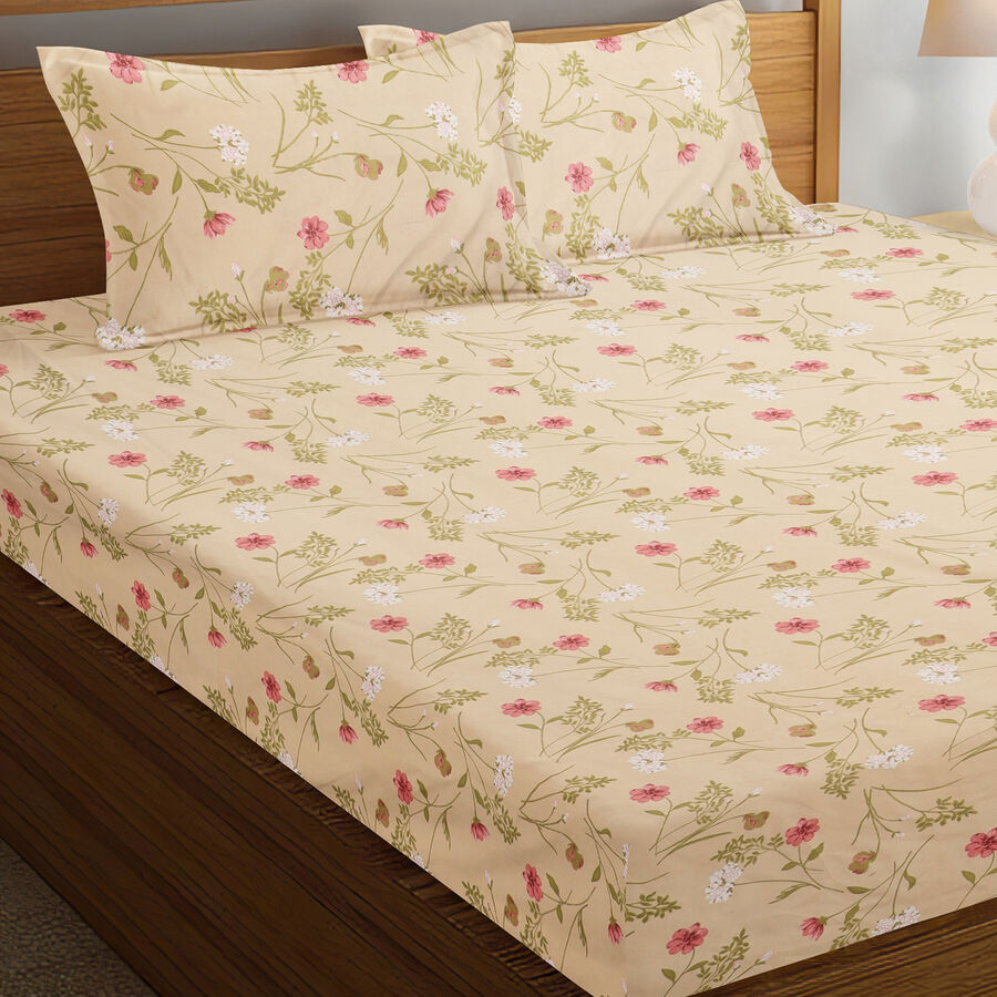 120 GSM Pink Polyester Double Bedsheet, , large image number null